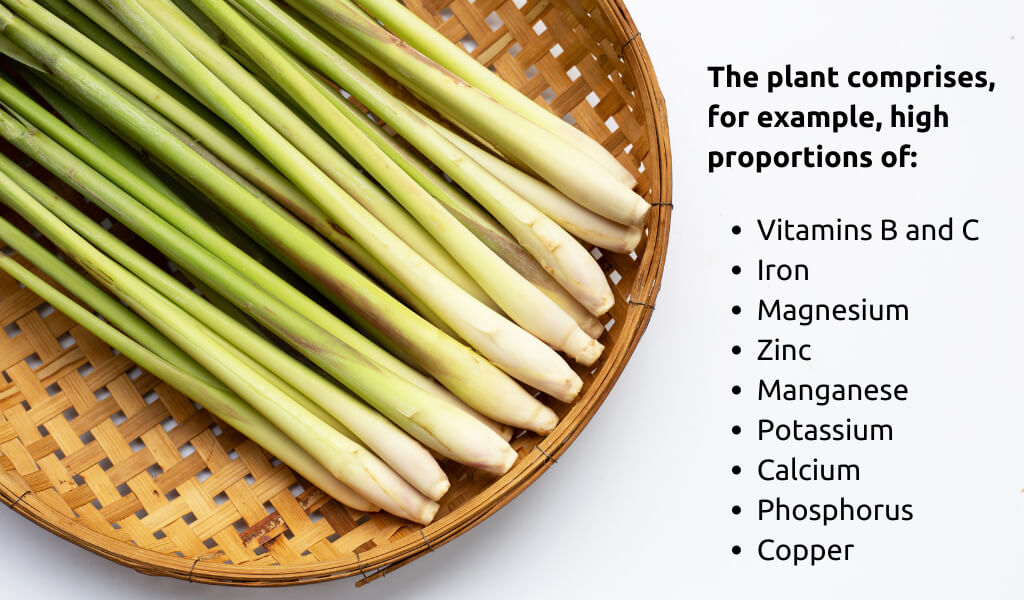 Ingredients and nutritional values for lemongrass tea